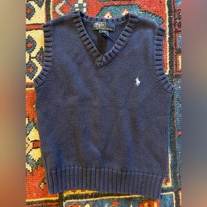 Ralph Lauren Navy V-Neck Cotton Sweater Vest